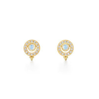 18K Yellow Gold Moonstone and Diamond Stud EarringsGold, Long's Jewelers