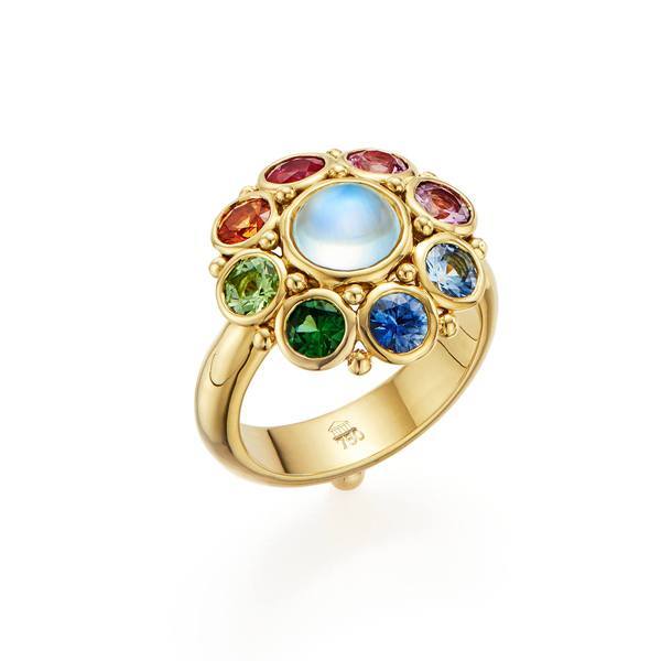 Temple St. Clair 18K Yellow Gold Moonstone and Sapphire Ring