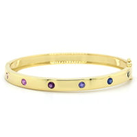 18K Yellow Gold Multi Sapphire Burnish Set Bangle Bracelet, Gold, Long's Jewelers