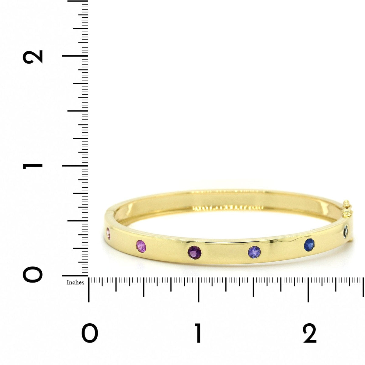 Penny Preville 18K Yellow Gold Multi Sapphire Burnish Set Bangle Bracelet