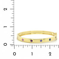 Penny Preville 18K Yellow Gold Multi Sapphire Burnish Set Bangle Bracelet