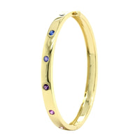Penny Preville 18K Yellow Gold Multi Sapphire Burnish Set Bangle Bracelet