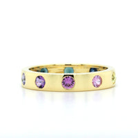 18K Yellow Gold Multi Sapphire Burnish Set Ring, Gold, Long's Jewelers
