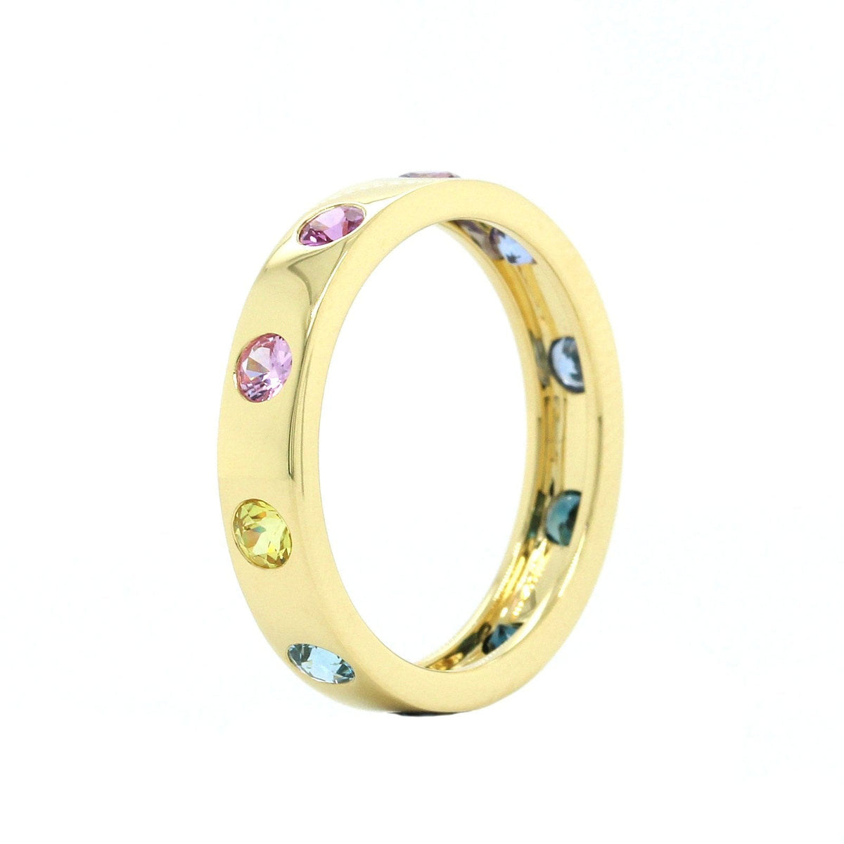 Penny Preville 18K Yellow Gold Multi Sapphire Burnish Set Ring