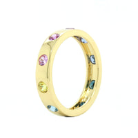 Penny Preville 18K Yellow Gold Multi Sapphire Burnish Set Ring