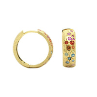 18K Yellow Gold Multi Sapphire Huggie Earrings, Gold, Long's Jewelers