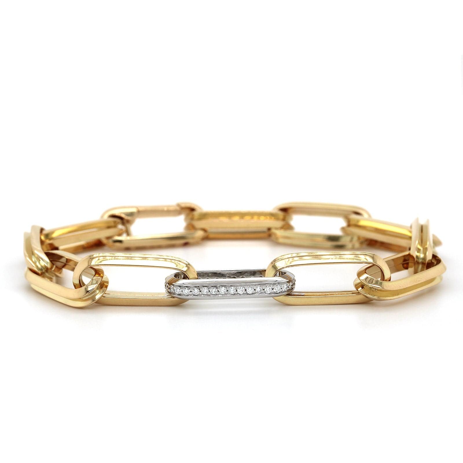 18K Yellow Gold Obelisco Diamond Link Bracelet, Yellow Gold, Long's Jewelers