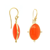 18K Yellow Gold Oval Carnelian Drop Earrings, yellow gold, Long's Jewelers