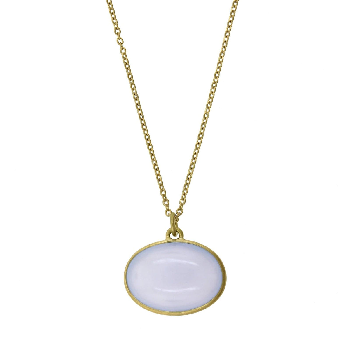 18K Yellow Gold Oval Chalcedony Pendant, yellow gold, Long's Jewelers