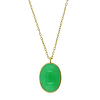 18K Yellow Gold Oval Chrysoprase Pendant, yellow gold, Long's Jewelers