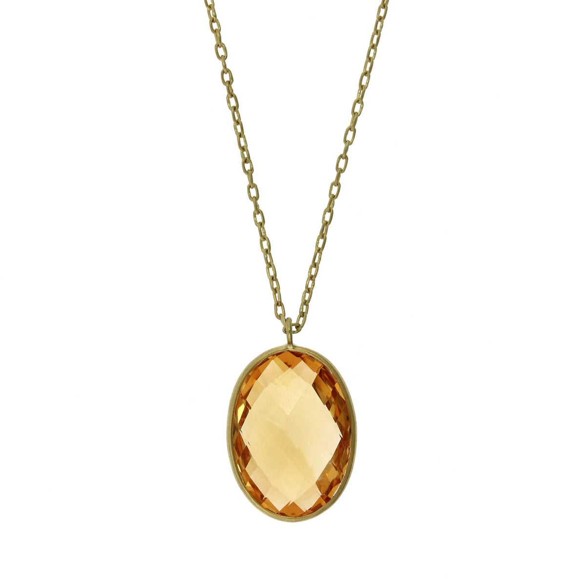 18K Yellow Gold Oval Citrine Necklace Pendant, Yellow Gold, Long's Jewelers