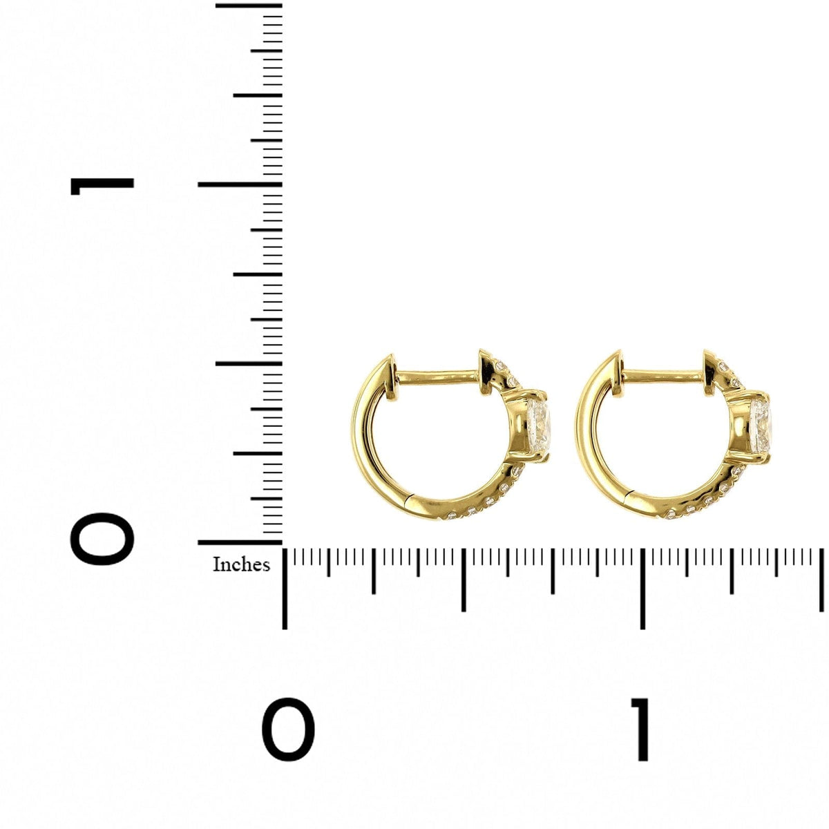 18K Yellow Gold Oval Cut Diamond Huggie Earrings, yellow gold, Long's Jewelers