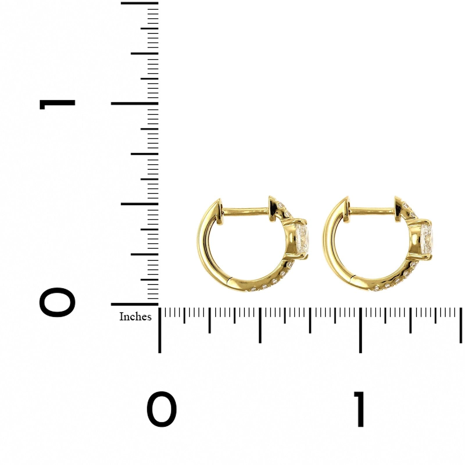 18K Yellow Gold Oval Cut Diamond Huggie Earrings, yellow gold, Long's Jewelers