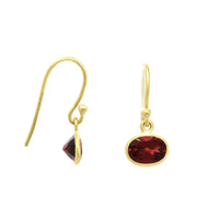 18K Yellow Gold Oval Garnet Drop Earrings, yellow gold, Long's Jewelers