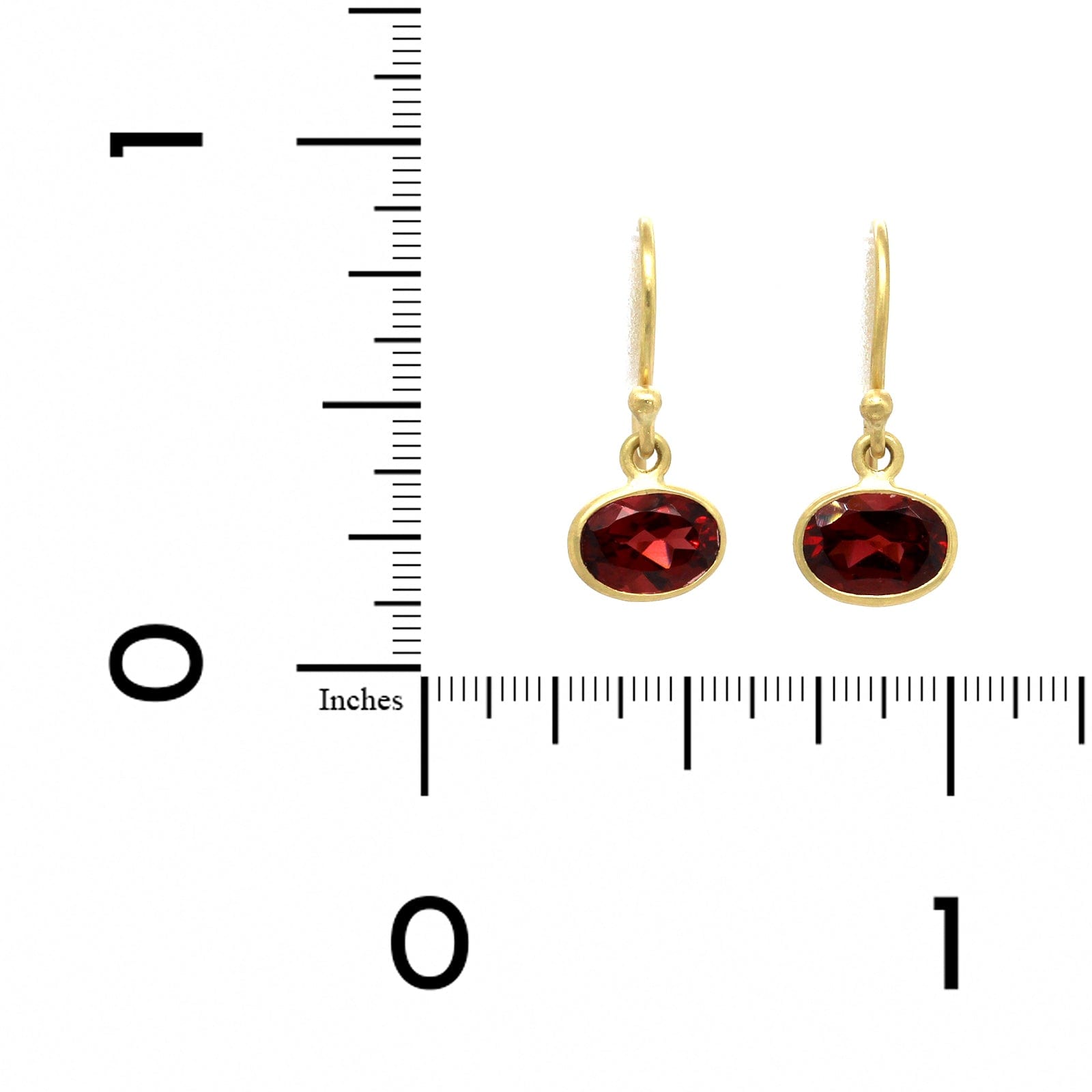 18K Yellow Gold Oval Garnet Drop Earrings, yellow gold, Long's Jewelers