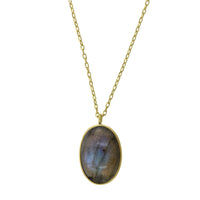 18K Yellow Gold Oval Labradorite Pendant, yellow gold, Long's Jewelers