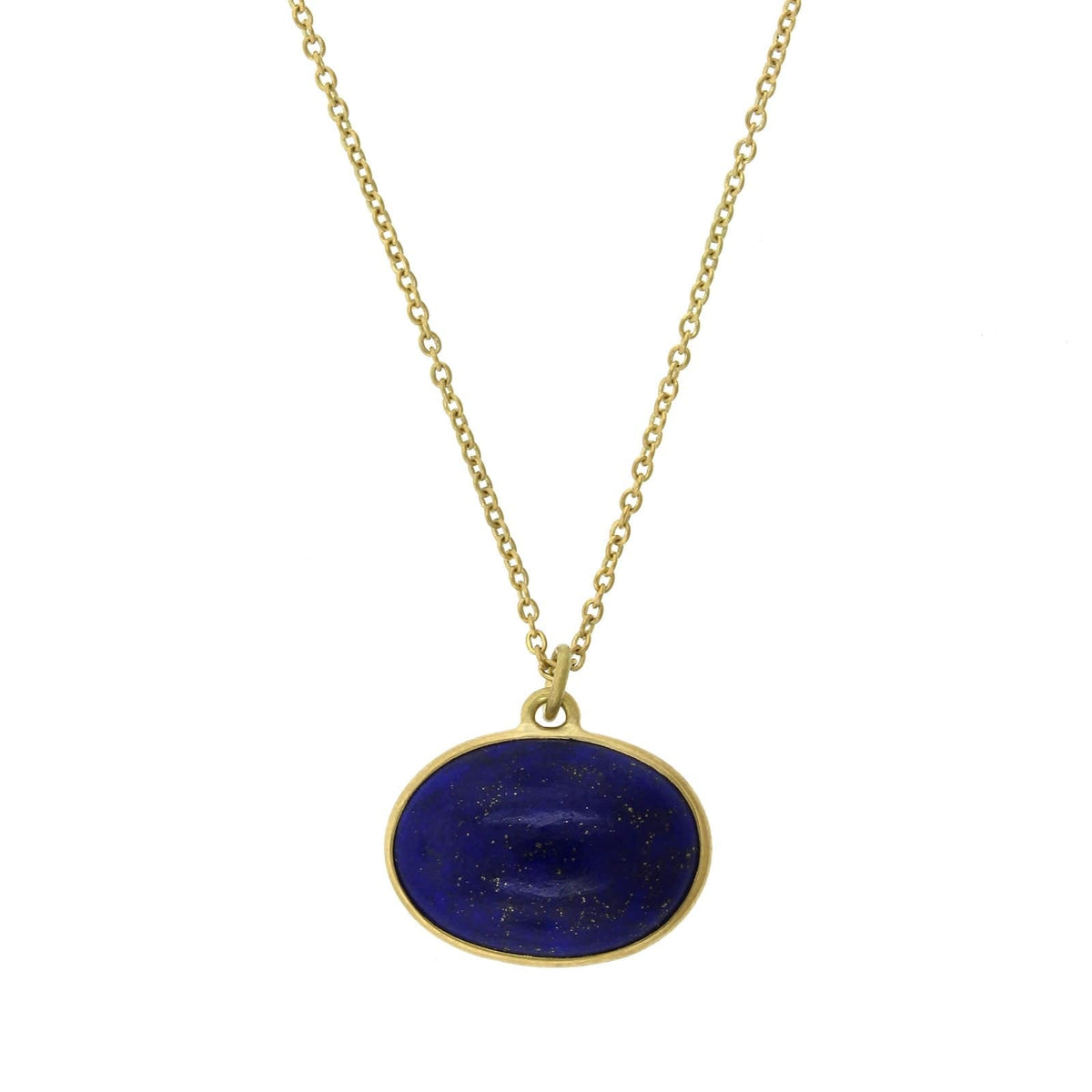 18K Yellow Gold Oval Lapis Pendant, yellow gold, Long's Jewelers