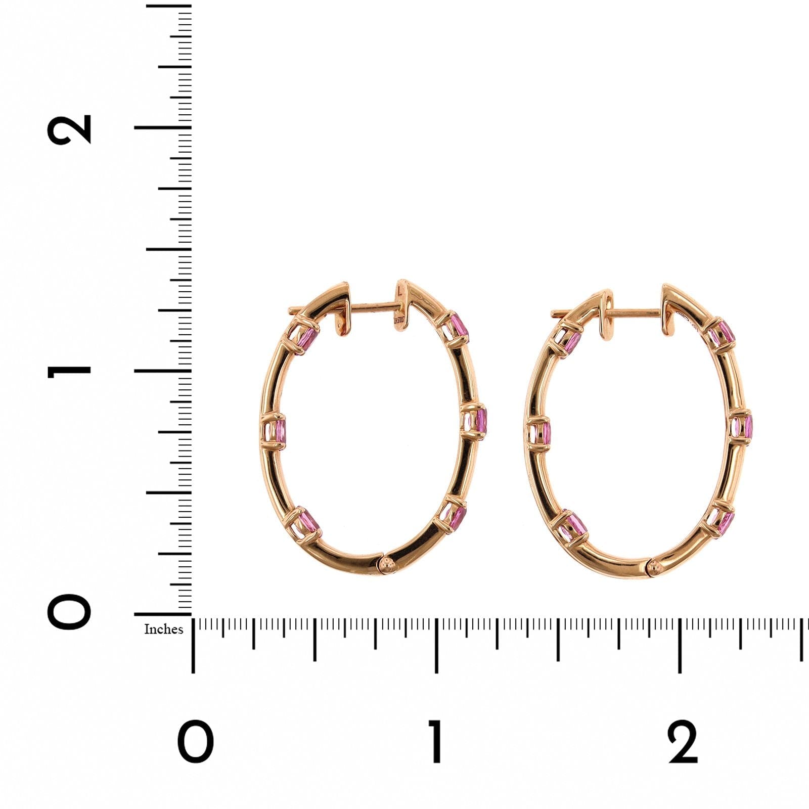Etho Maria 18K Yellow Gold Oval Pink Sapphire Station Hoop Earrings
