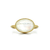 18K Yellow Gold Oval Rainbow Moonstone Ring, yellow gold, Long's Jewelers