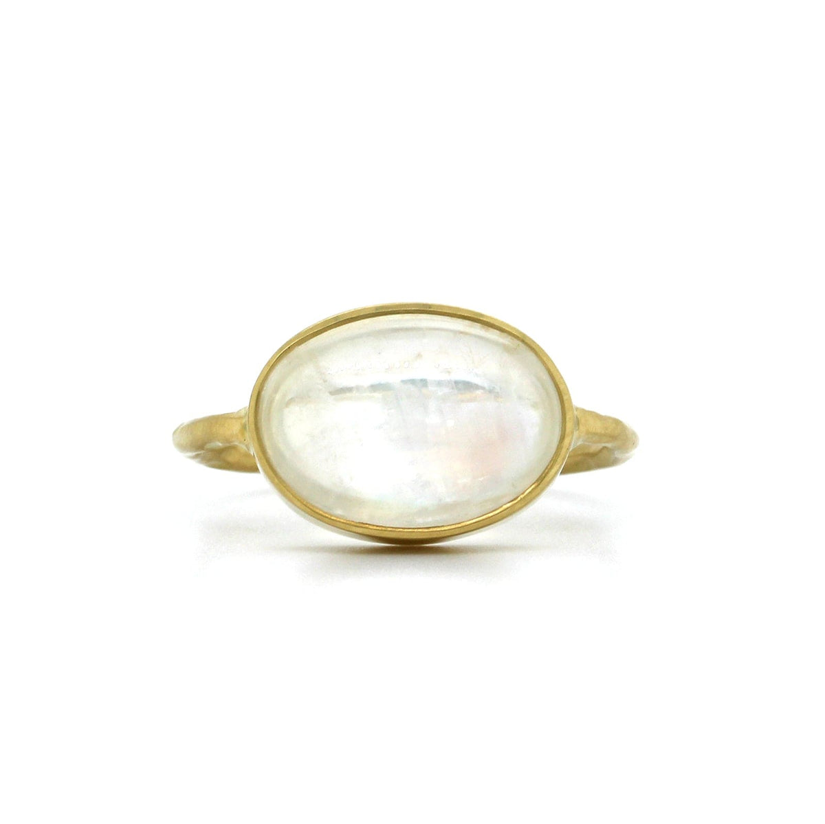 18K Yellow Gold Oval Rainbow Moonstone Ring, yellow gold, Long's Jewelers