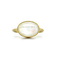18K Yellow Gold Oval Rainbow Moonstone Ring, yellow gold, Long's Jewelers