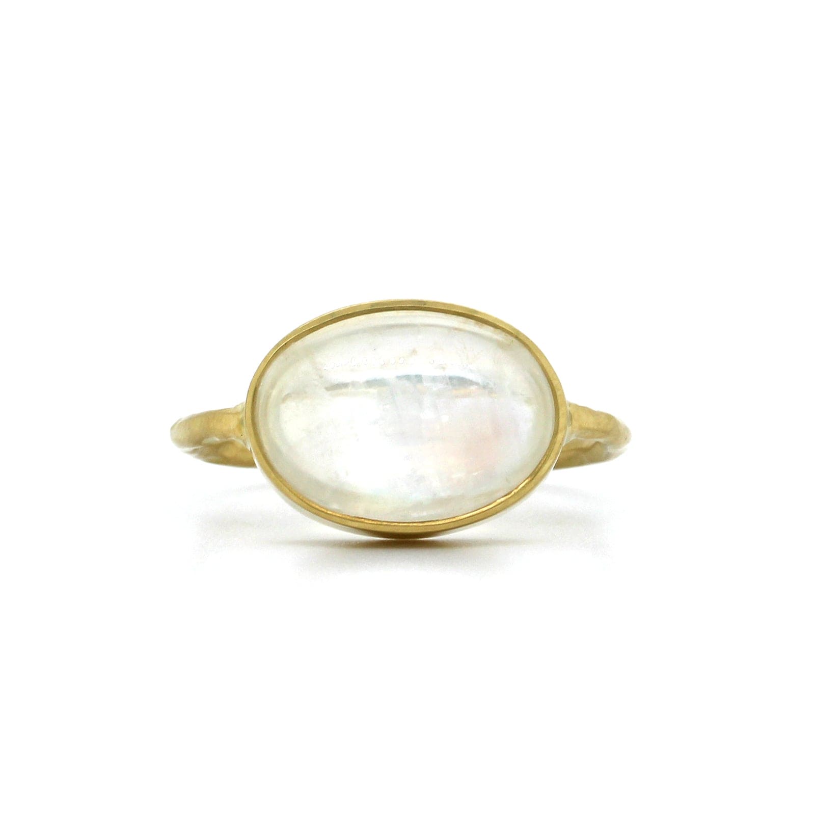 18K Yellow Gold Oval Rainbow Moonstone Ring, yellow gold, Long's Jewelers