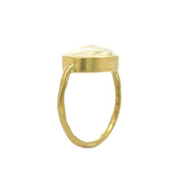 18K Yellow Gold Oval Rainbow Moonstone Ring, yellow gold, Long's Jewelers