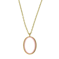 18K Yellow Gold Oval Rose Quartz Pendant, yellow gold, Long's Jewelers