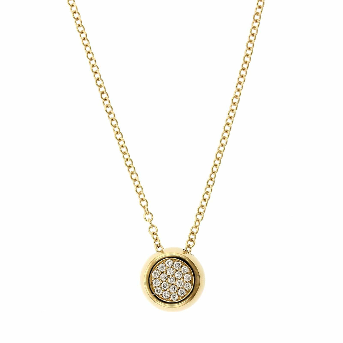 18K Yellow Gold Pave Diamond Disc Pendant, 18k yellow gold, Long's Jewelers