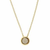 18K Yellow Gold Pave Diamond Disc Pendant, 18k yellow gold, Long's Jewelers