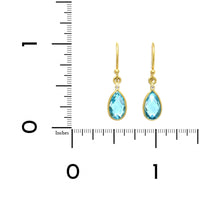 18K Yellow Gold Pear Shape Blue Topaz Drop Earrings, yellow gold, Long's Jewelers