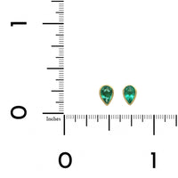 18K Yellow Gold Pear Shape Emerald Stud Earrings, Yellow Gold, Long's Jewelers