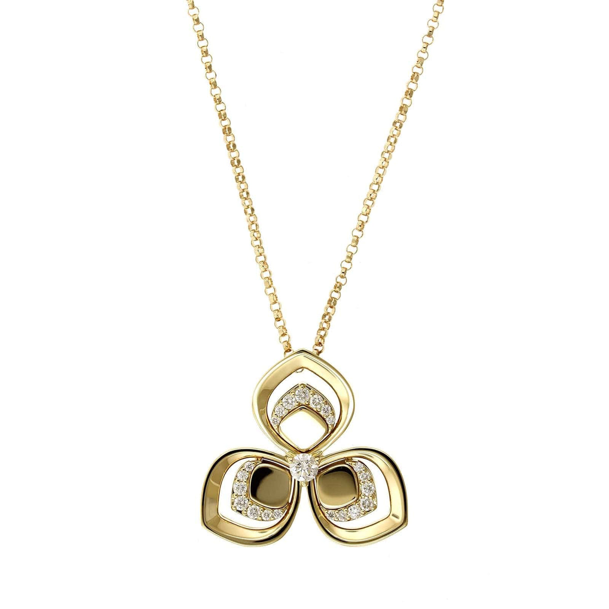18K Yellow Gold Petal Diamond Pendant, Yellow Gold, Long's Jewelers