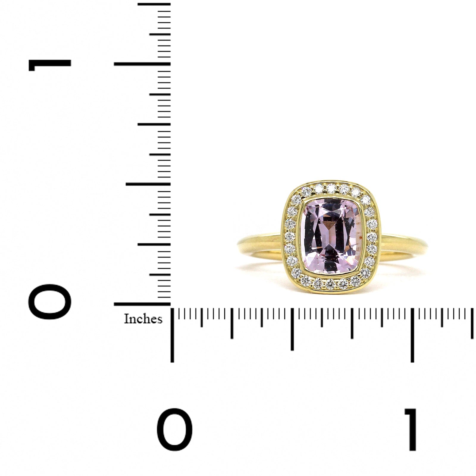 18K Yellow Gold Pink Sapphire Diamond Halo Ring, 18k yellow gold, Long's Jewelers