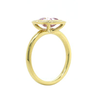 18K Yellow Gold Pink Sapphire Diamond Halo Ring, 18k yellow gold, Long's Jewelers