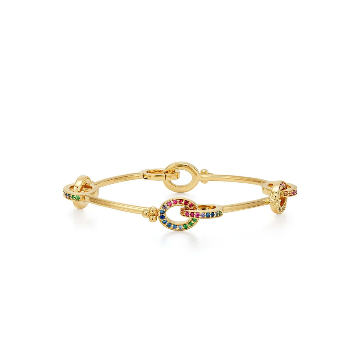 18K Yellow Gold Rainbow Sapphire Bangle Bracelet, yellow gold, Long's Jewelers