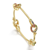 18K Yellow Gold Rainbow Sapphire Bangle Bracelet, yellow gold, Long's Jewelers