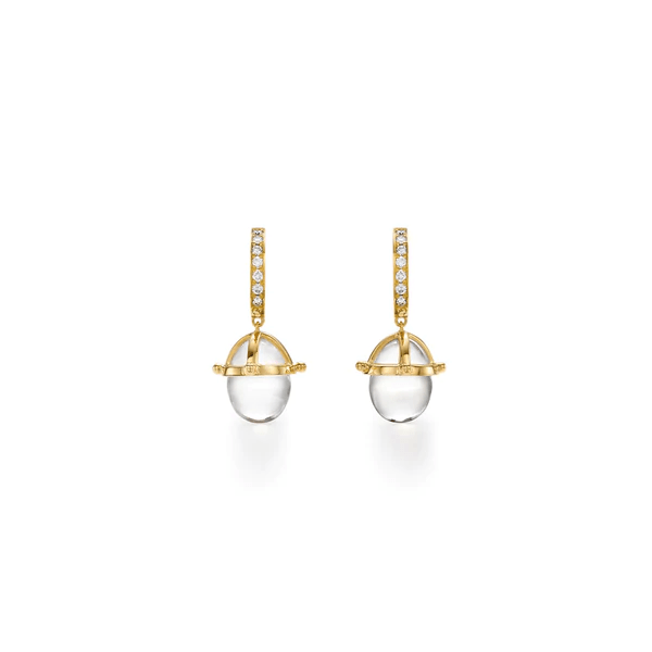 18K Yellow Gold Rock Crystal Diamond Drop Earrings, Yellow Gold, Long's Jewelers
