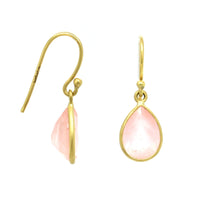 18K Yellow Gold Rose Quartz Drop Earrings, yellow gold, Long's Jewelers