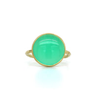 18K Yellow Gold Round Chrysoprase Ring, yellow gold, Long's Jewelers