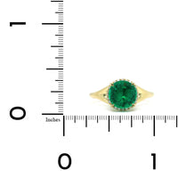 18K Yellow Gold Round Emerald Diamond Halo Ring, 18k yellow gold, Long's Jewelers