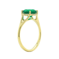 18K Yellow Gold Round Emerald Diamond Halo Ring, 18k yellow gold, Long's Jewelers