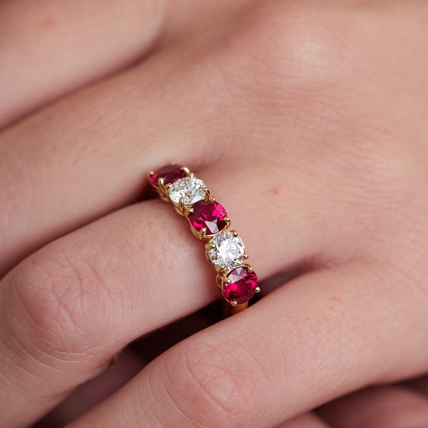 18K Yellow Gold Ruby and Diamond Band, Gold, Long's Jewelers
