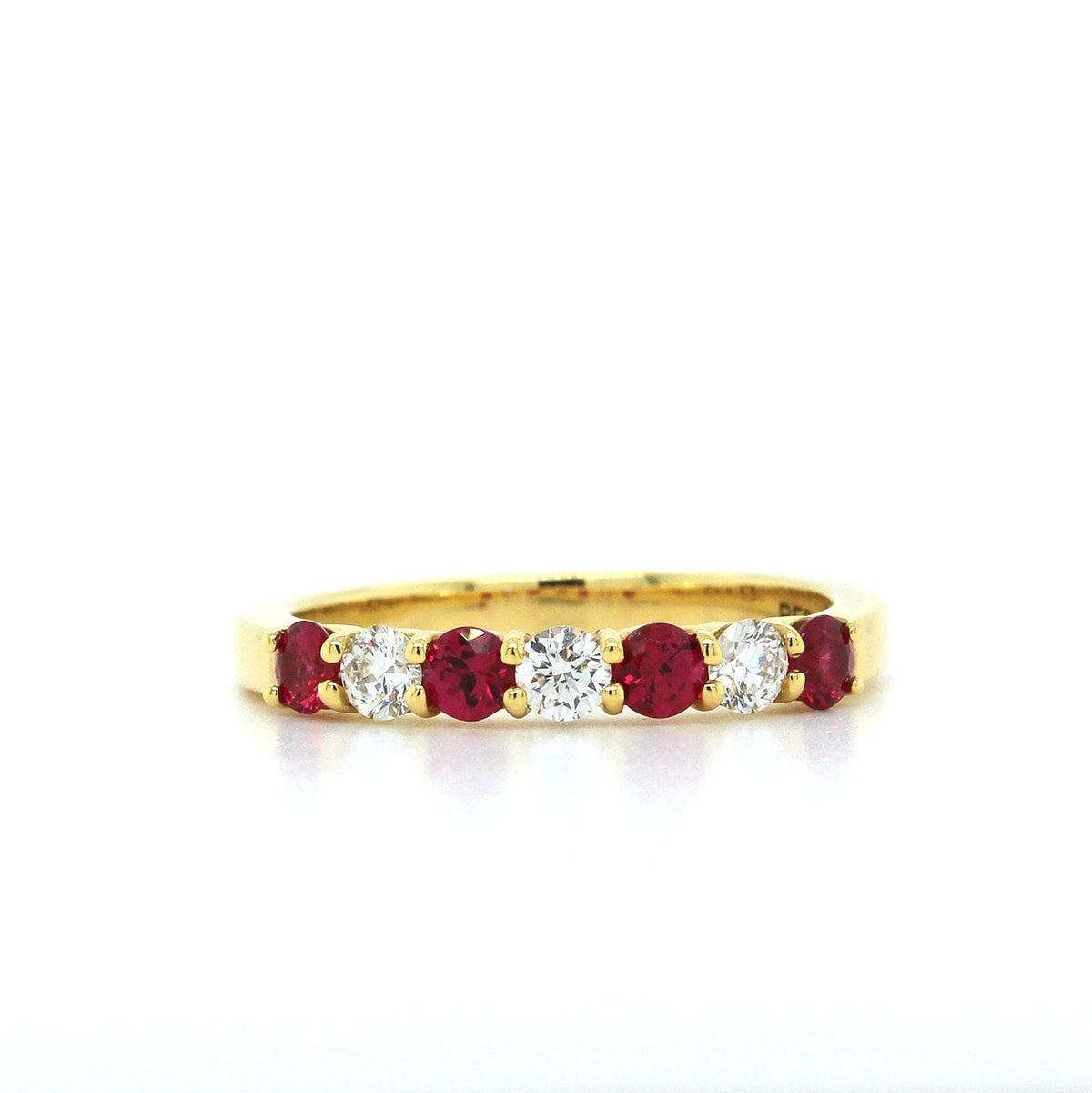 18K Yellow Gold Ruby and Diamond Band, Platinum, Long's Jewelers