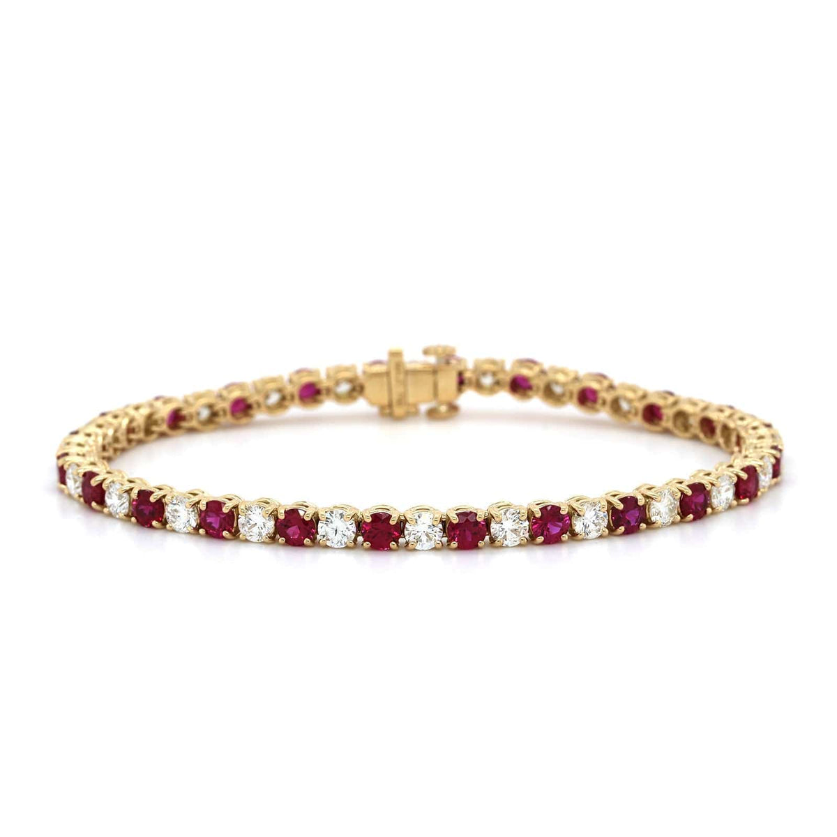 18K Yellow Gold Ruby and Diamond Tennis Bracelet, 18K Yellow Gold, Long's Jewelers