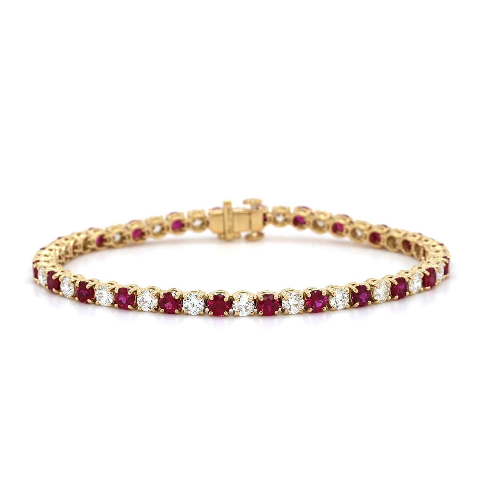 18K Yellow Gold Ruby and Diamond Tennis Bracelet, 18K Yellow Gold, Long's Jewelers
