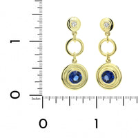18K Yellow Gold Sapphire Diamond Dangle Earrings, 18k yellow gold, Long's Jewelers