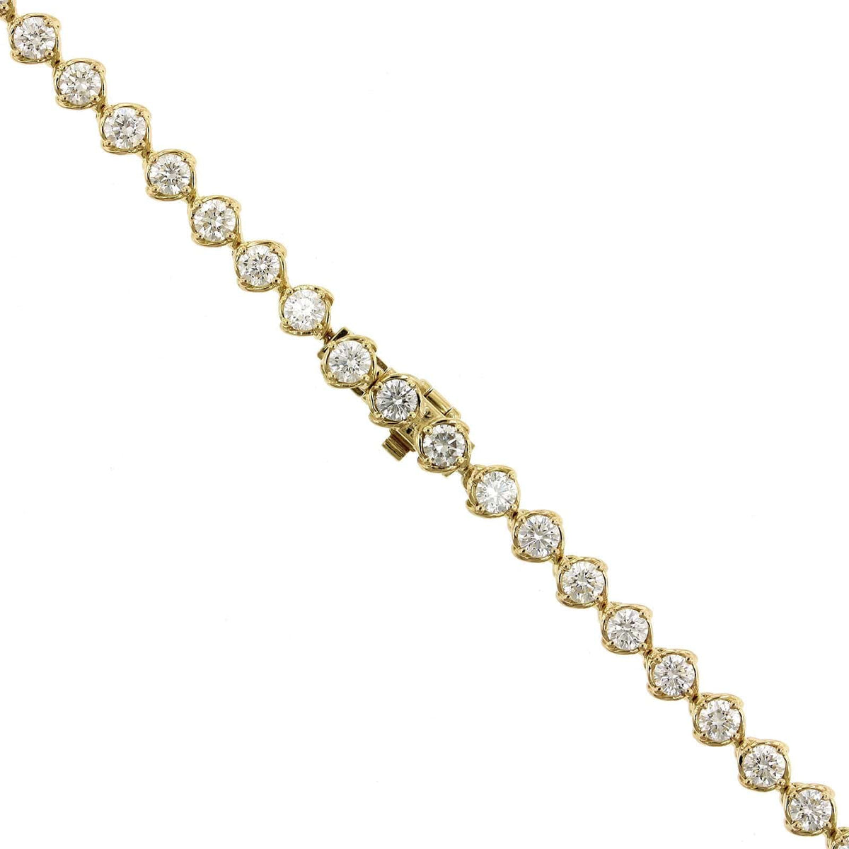 18K Yellow Gold Semi Bezel Set Diamond Line Necklace, 18k yellow gold, Long's Jewelers