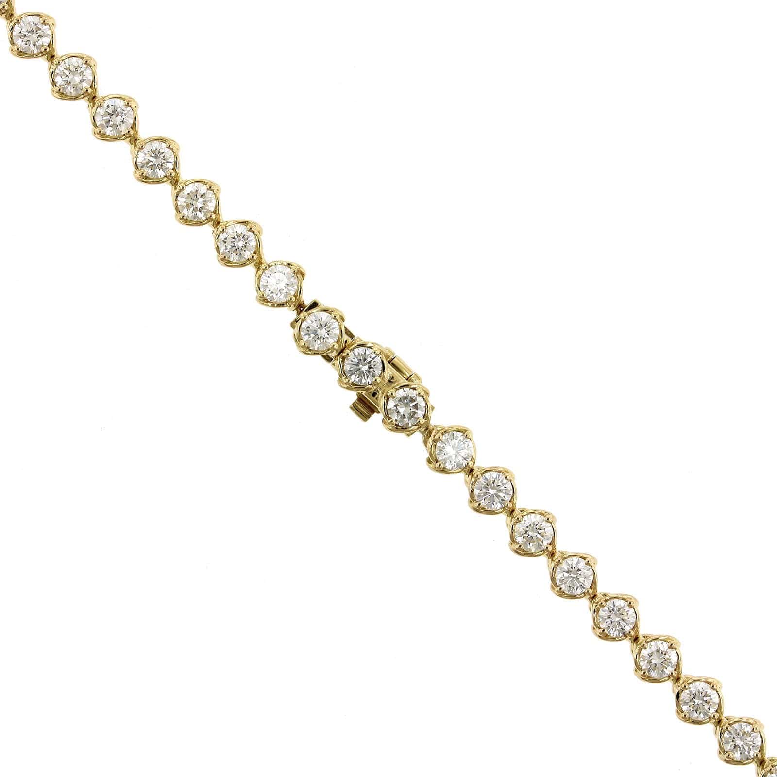 18K Yellow Gold Semi Bezel Set Diamond Line Necklace, 18k yellow gold, Long's Jewelers