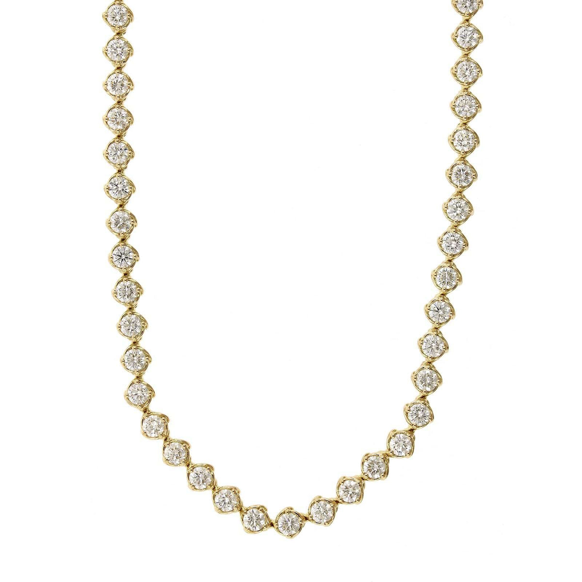 18K Yellow Gold Semi Bezel Set Diamond Line Necklace, 18k yellow gold, Long's Jewelers